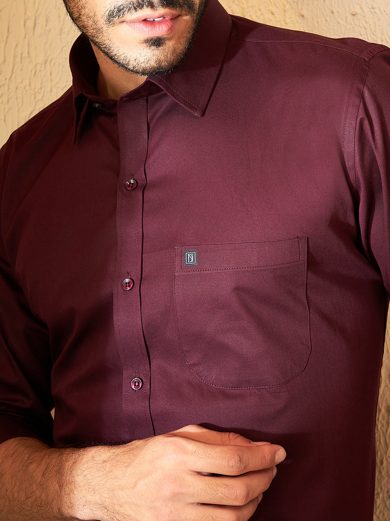 Wine: Cotton Formal Shirt