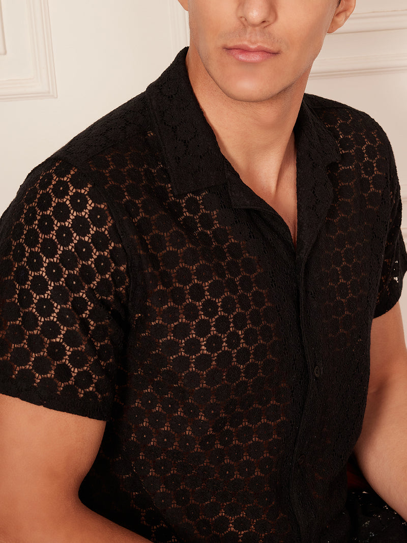Black: Schifili Self Design Casual Shirt