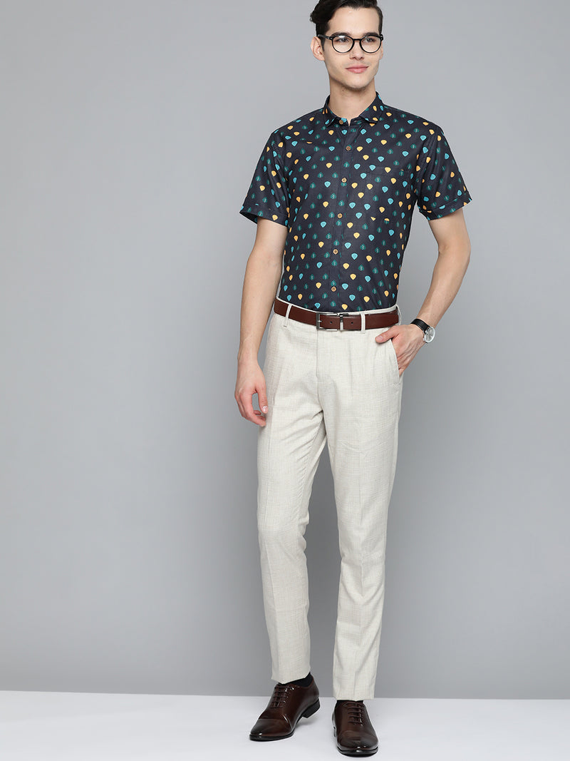 Navy Blue: Half Sleeves Comfort Printed Shirt