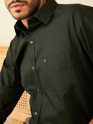Olive Green: Cotton Formal Shirt