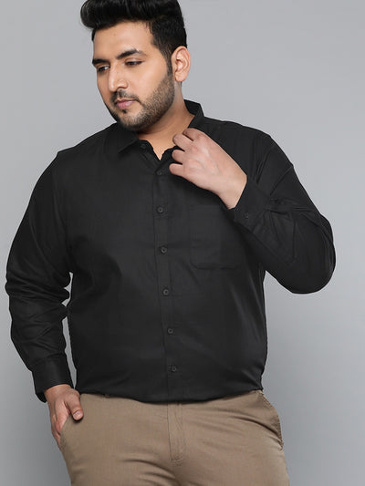 Black: Pure Cotton Solid Formal Shirt