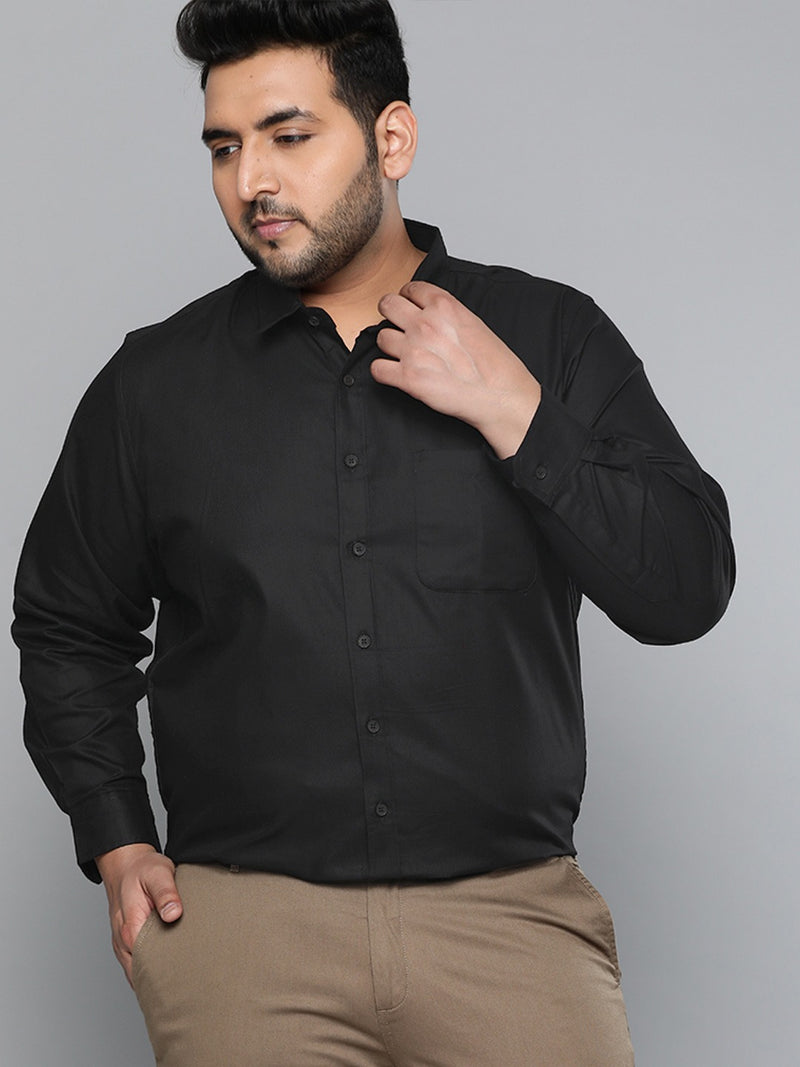 Black: Pure Cotton Solid Formal Shirt