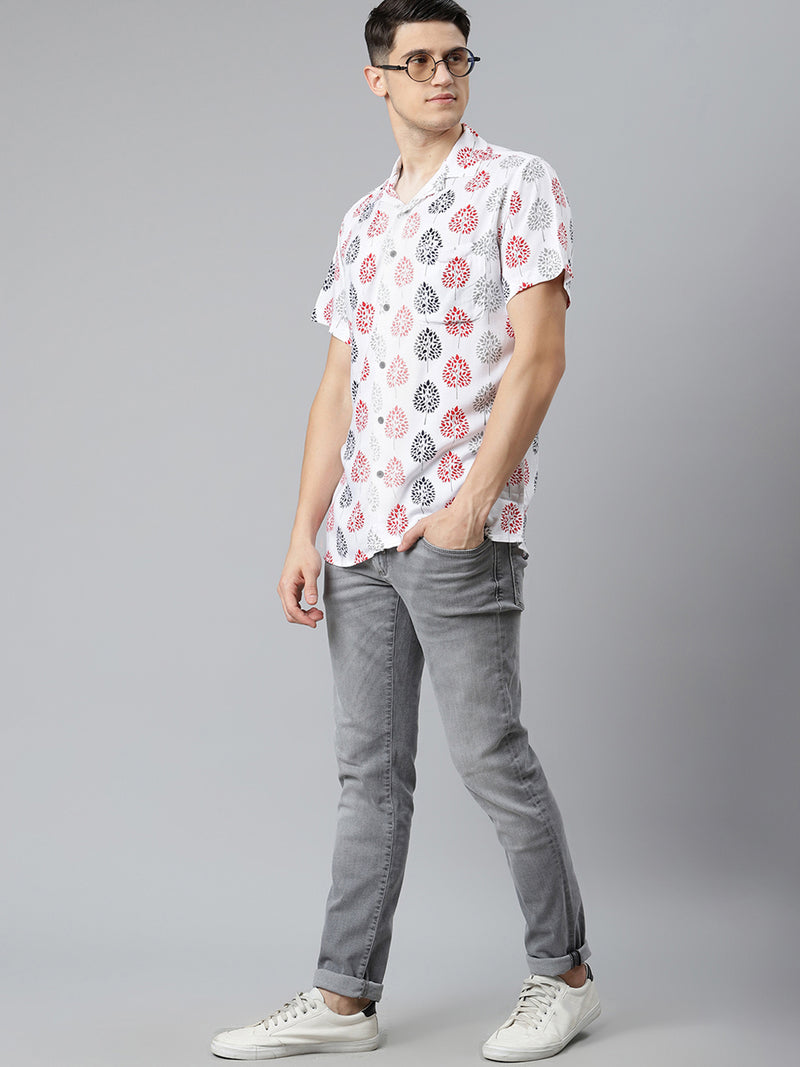 White & Red: Printed Shirt