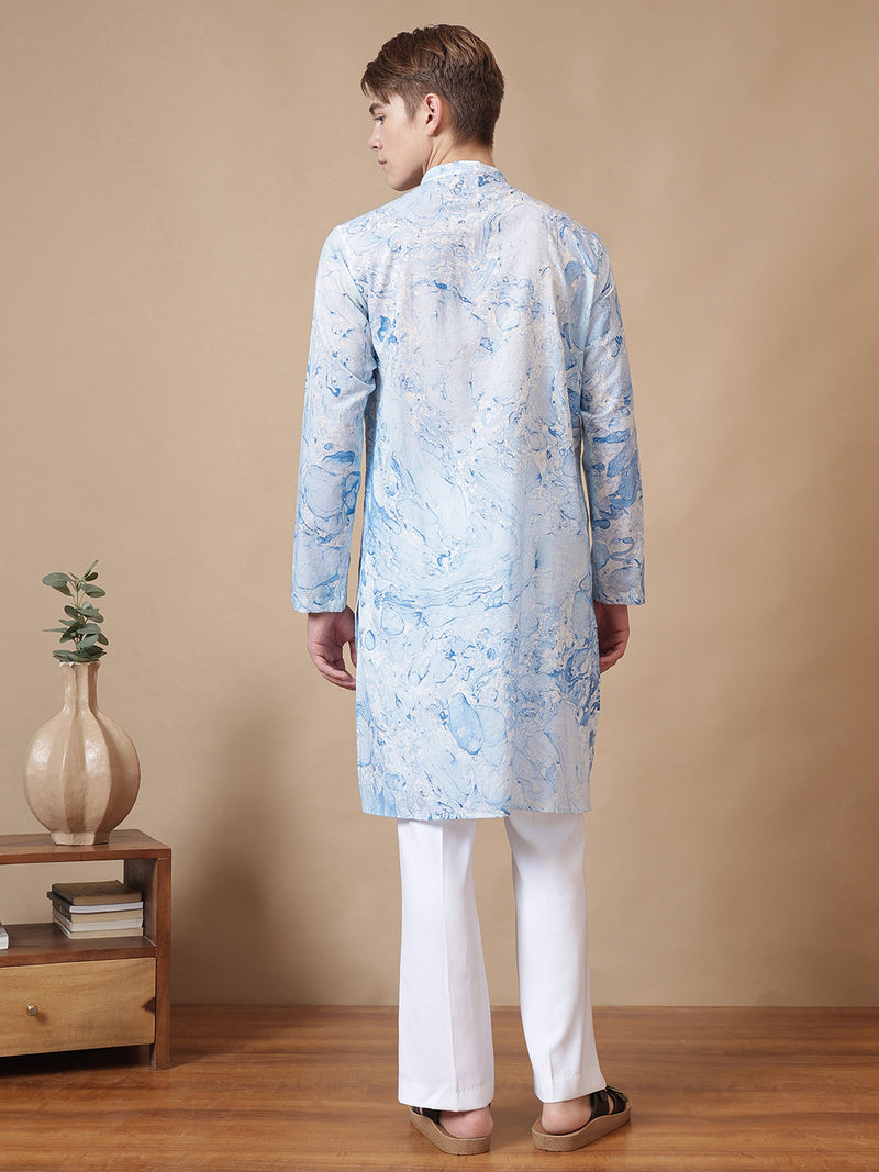 Hand Processed Marble Print Kurta With Natural Color Dyes