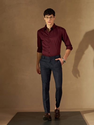 Dark Blue Flexi Waist Casual Trouser