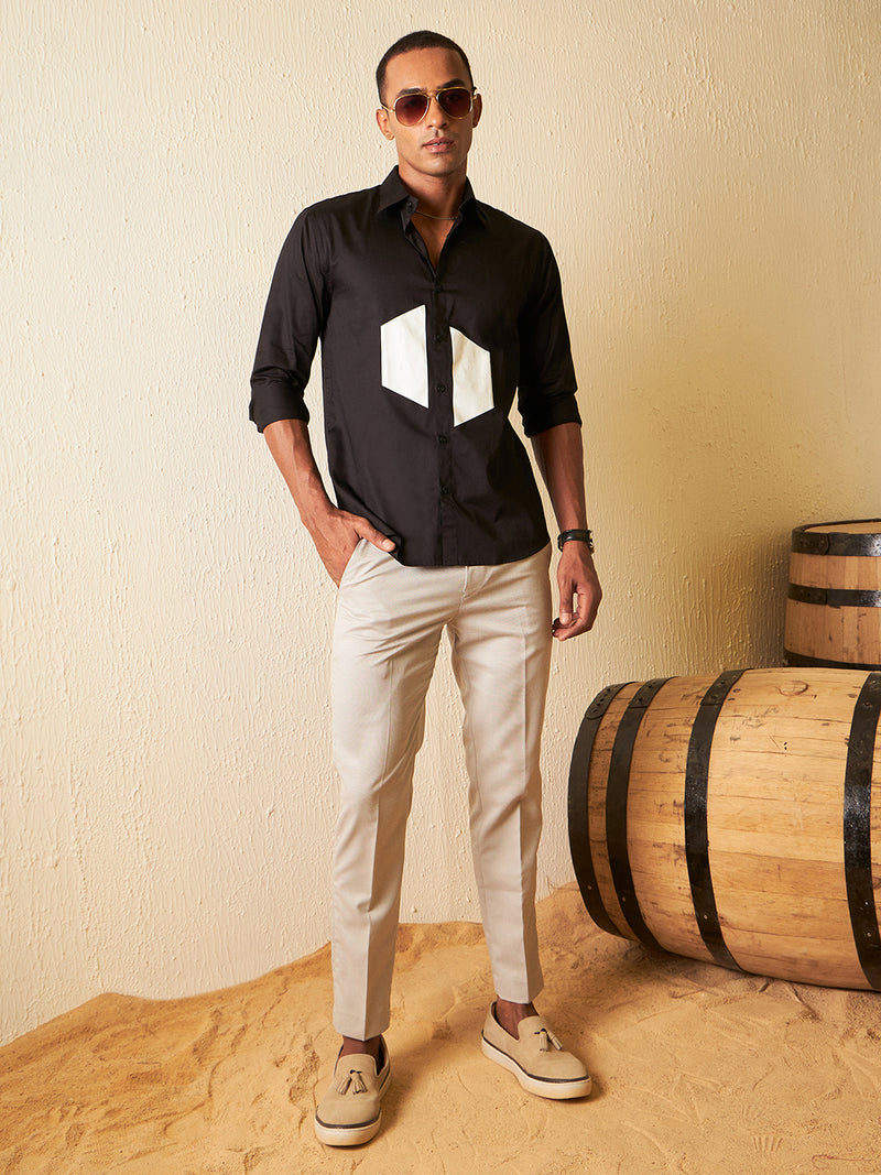 Black: Full Sleeves Smart Slim Fit Casual Shirt