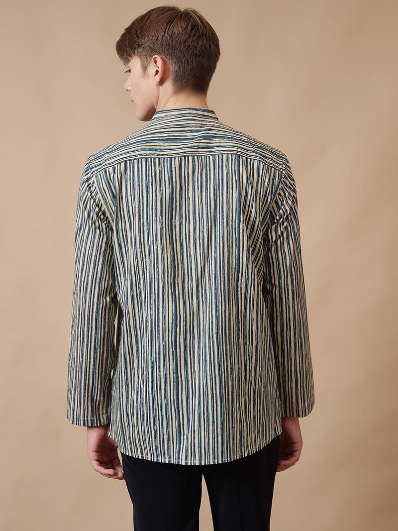 Retro Striped Cotton Kurta