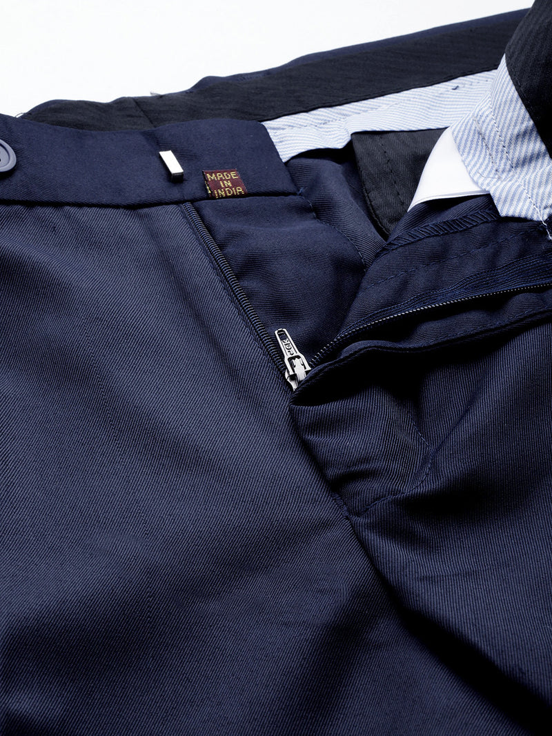 DENNISON Men Navy Blue Formal Trousers