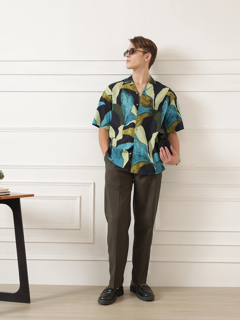 Abstract Print Oversized Shirt