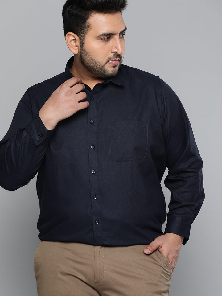 Navy Blue: Spread Collar Shirt