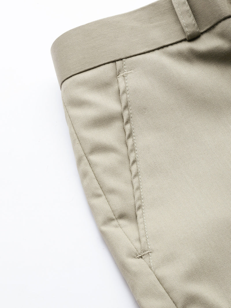 DENNISON Men Beige Smart Tapered Fit Easy Wash Trousers