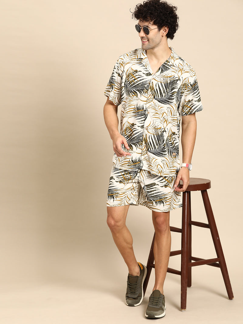 DENNISON Men Comfort Fit Coord Set | Printed Shirt With Shorts