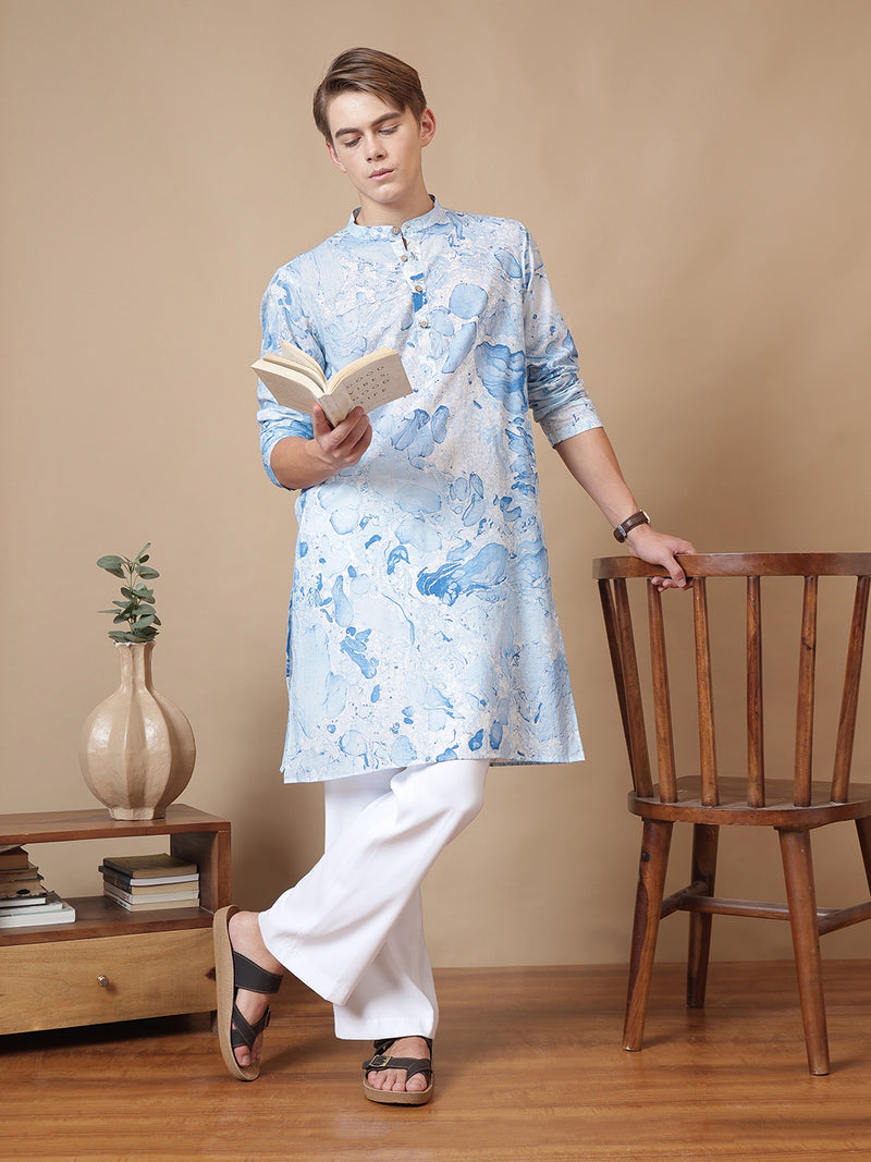 Hand Processed Marble Print Kurta With Natural Color Dyes