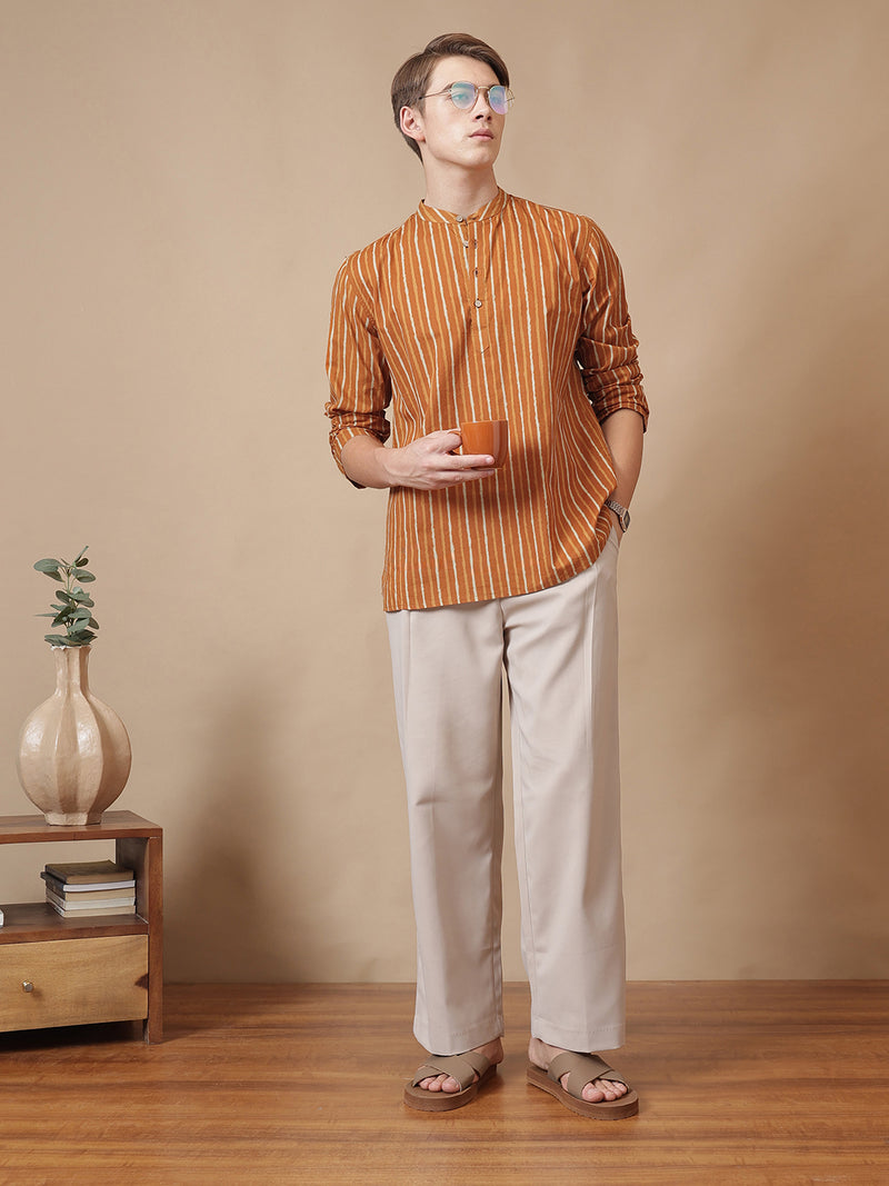 Retro Striped Cotton Kurta