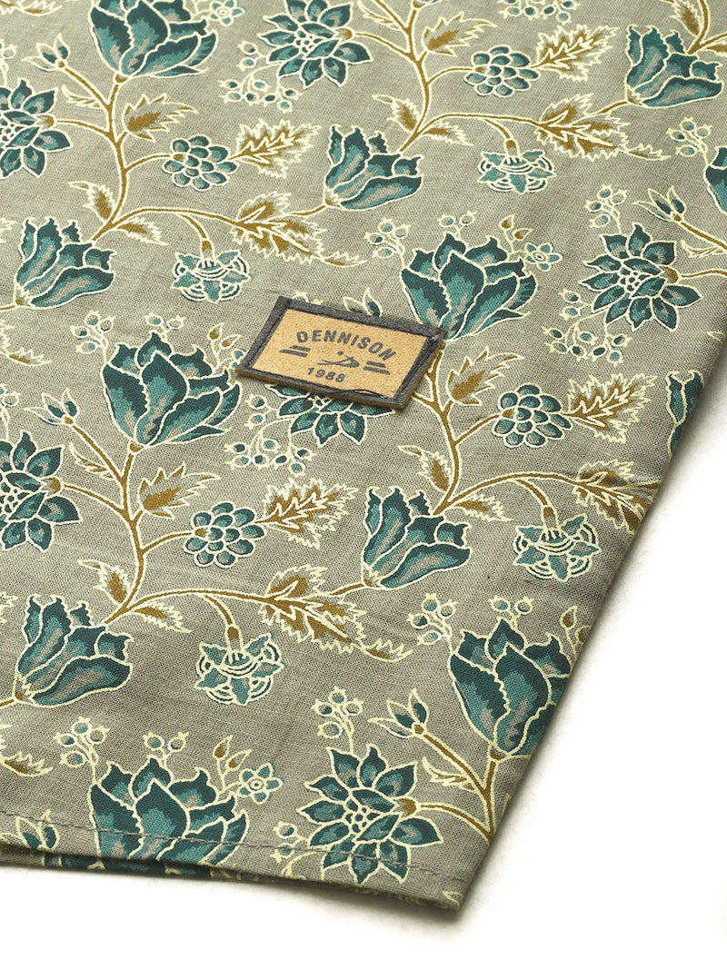 DENNISON Men Olive Green Block Printed Shirt