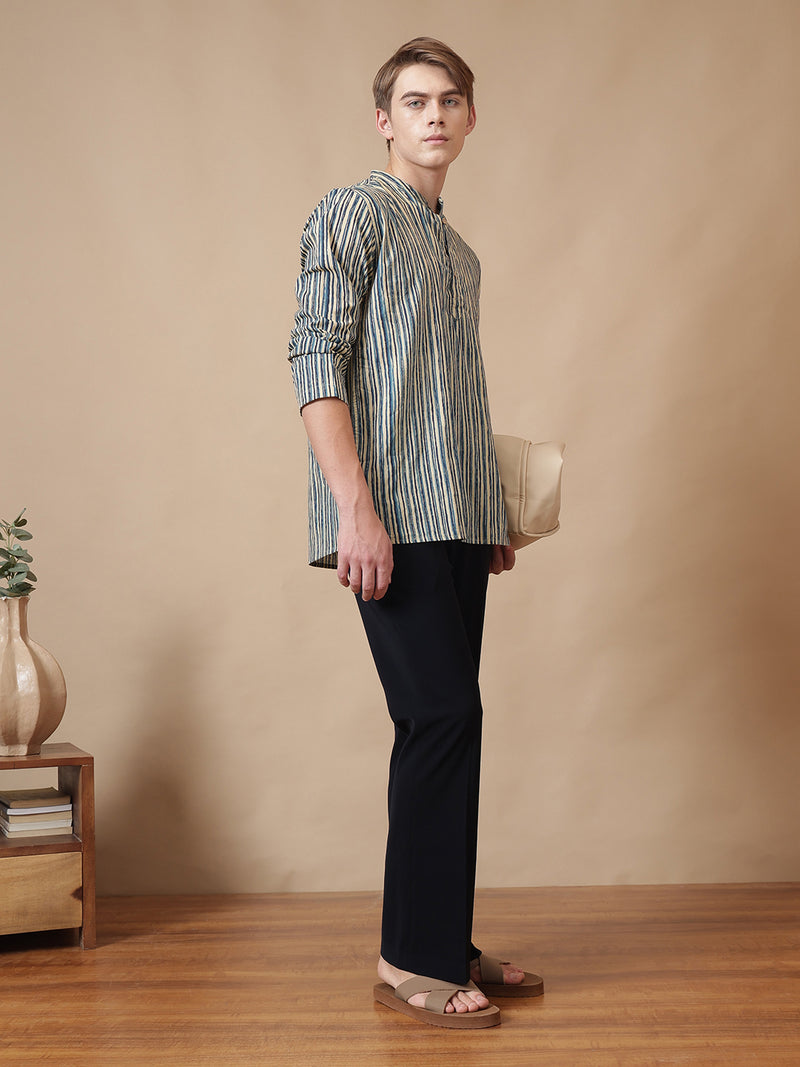 Retro Striped Cotton Kurta