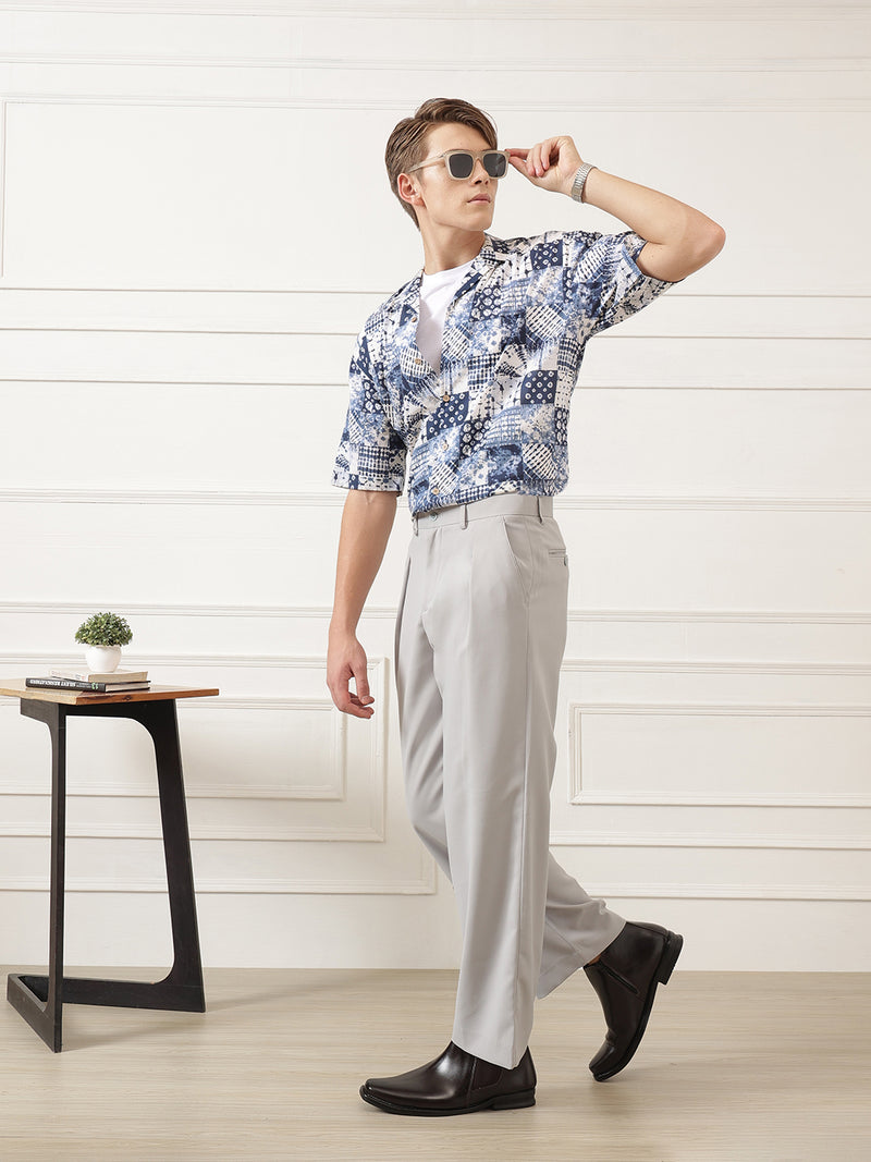 Blue Patchwork Resort Shirt