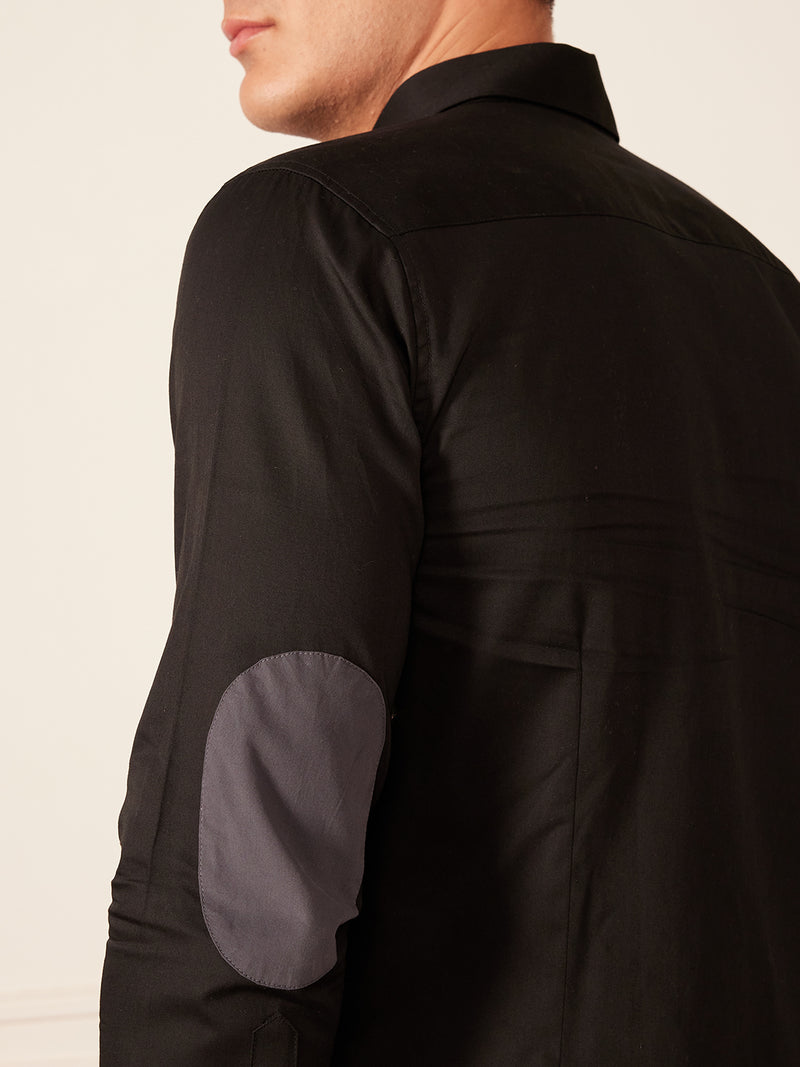 DENNISON Elbow Patch Smart Slim Fit Opaque Formal Shirt