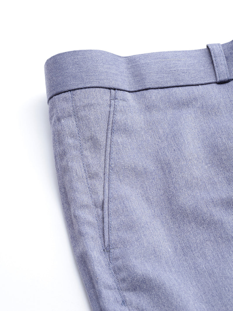 DENNISON Men Blue Smart Tapered Fit Easy Wash Trousers