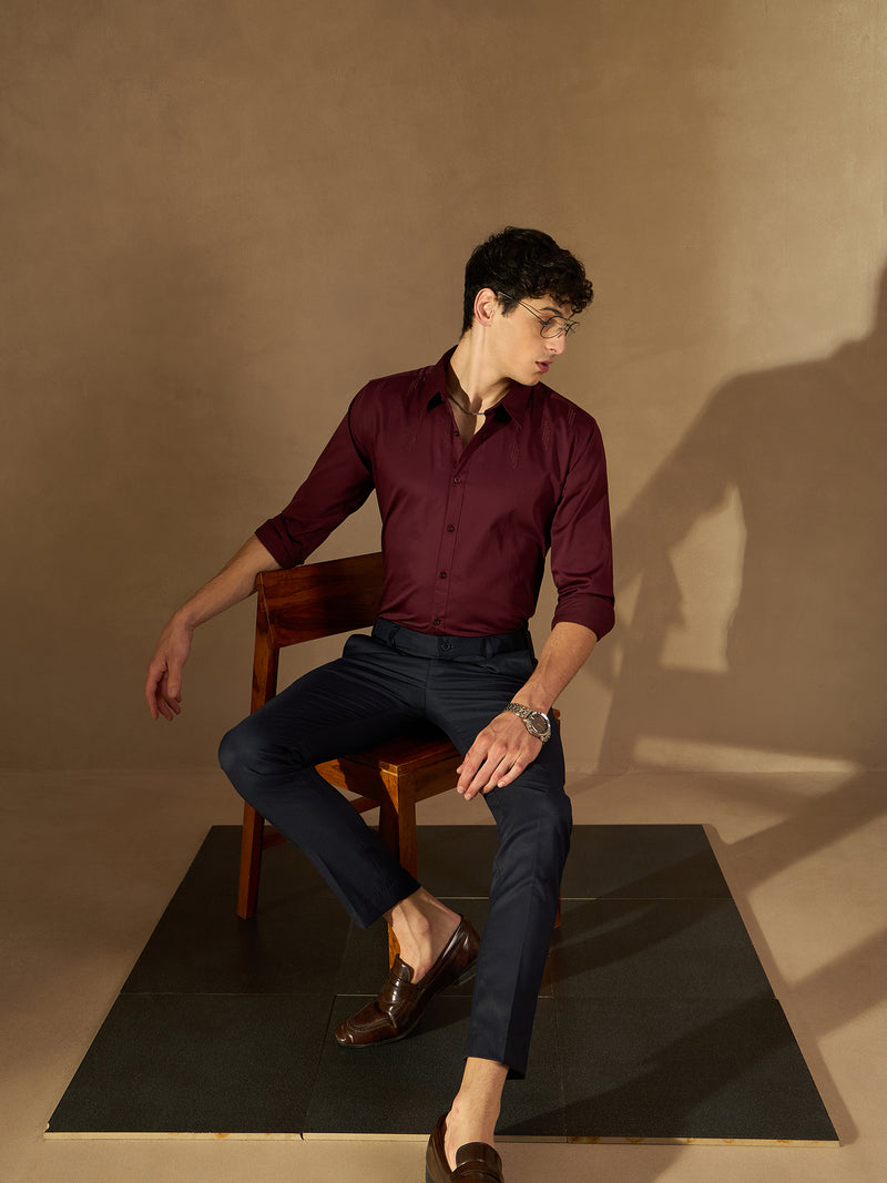 Dark Blue Flexi Waist Casual Trouser