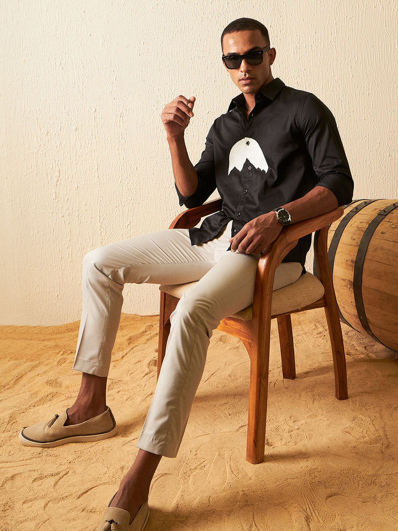 Black: Full Sleeves Smart Slim Fit Casual Shirt