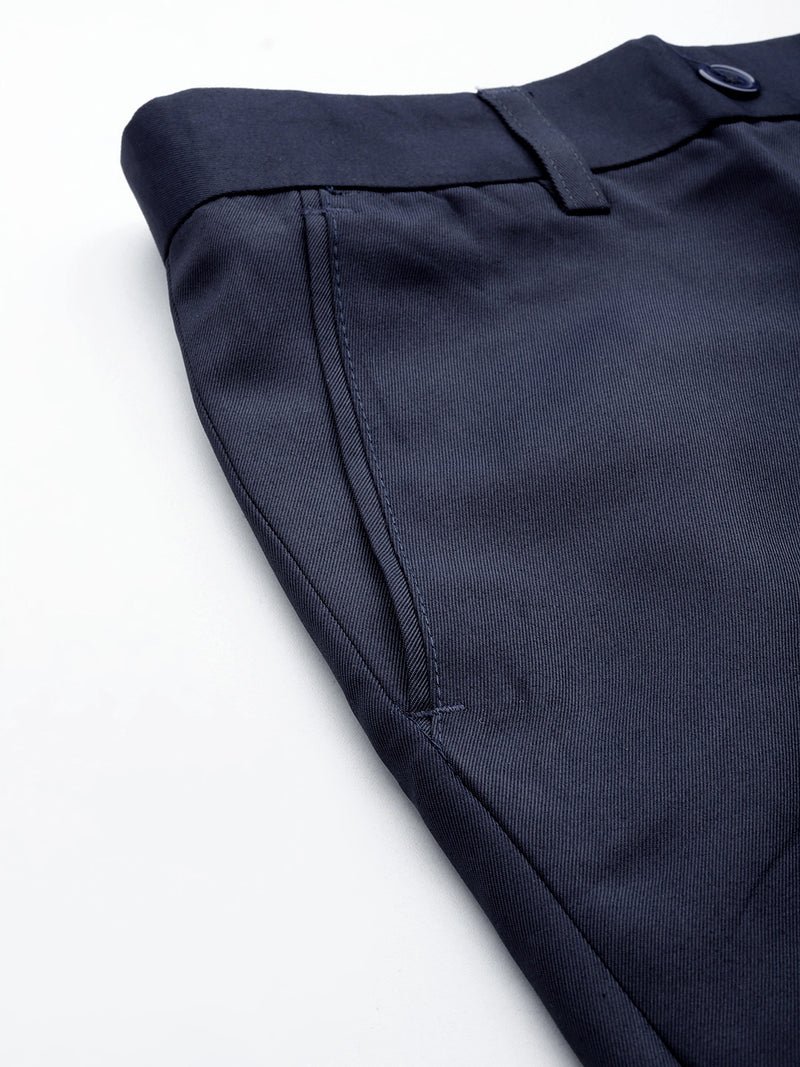 DENNISON Men Navy Blue Formal Trousers