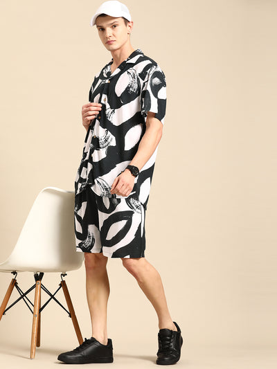 DENNISON Men Comfort Fit Coord Set | Printed Shirt With Shorts
