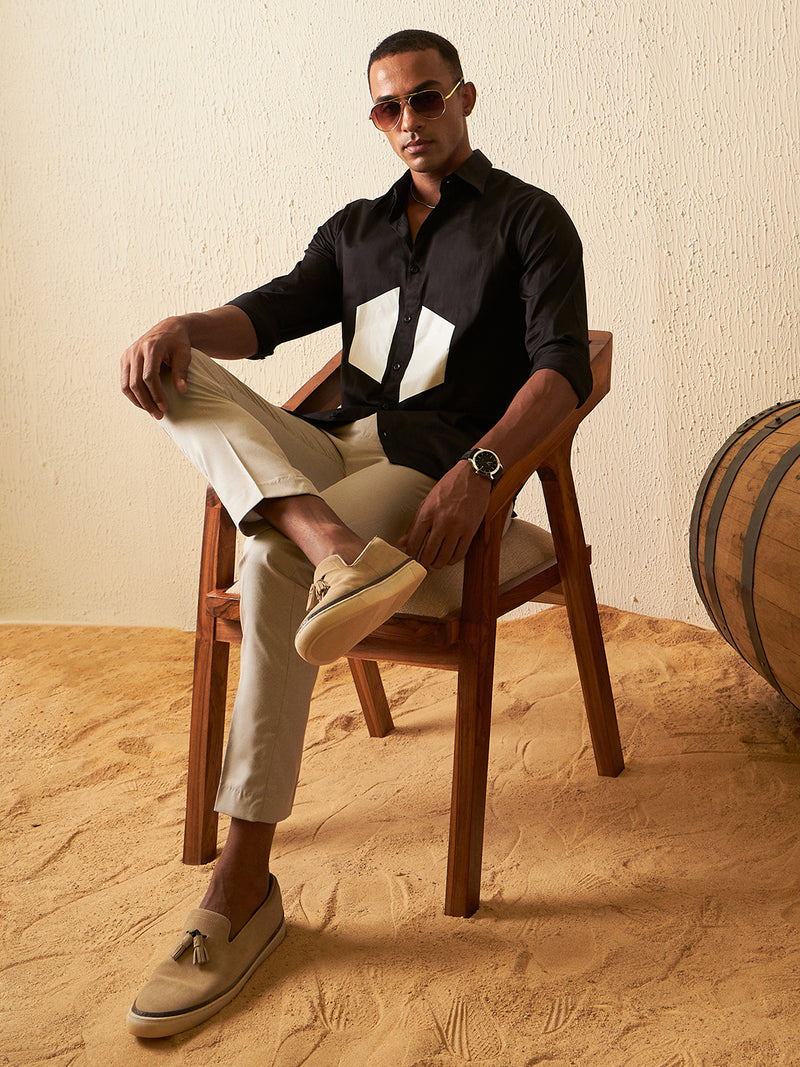Black: Full Sleeves Smart Slim Fit Casual Shirt