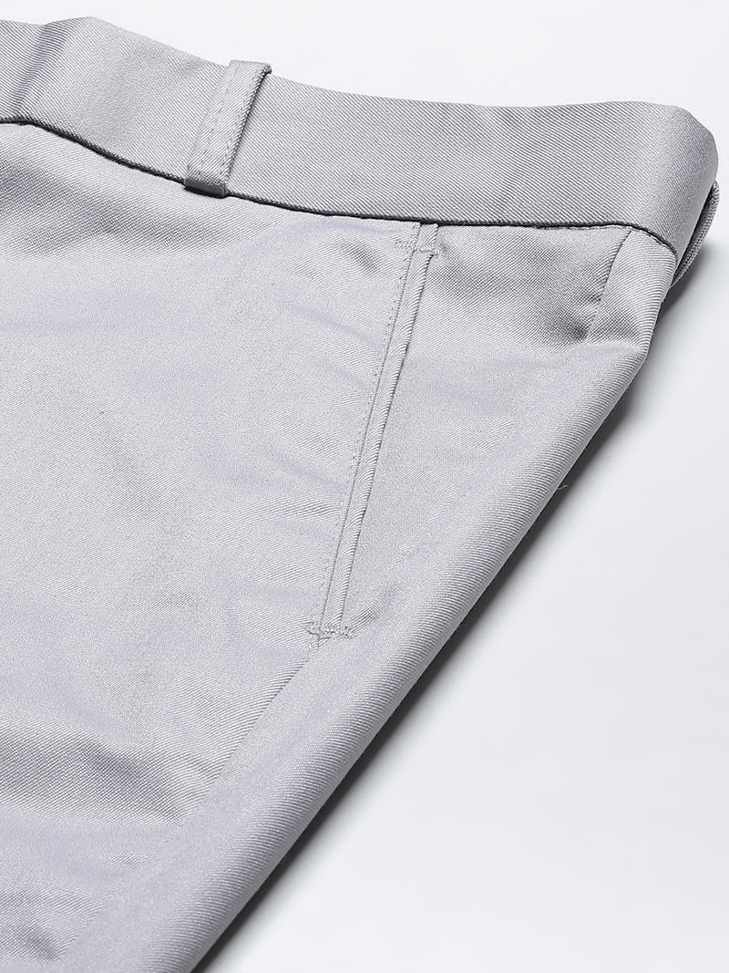 DENNISON Men Grey Smart Tapered Fit Trousers