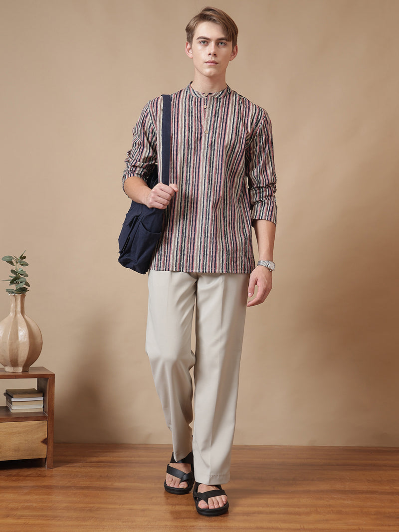 Earthy Striped Cotton Kurta