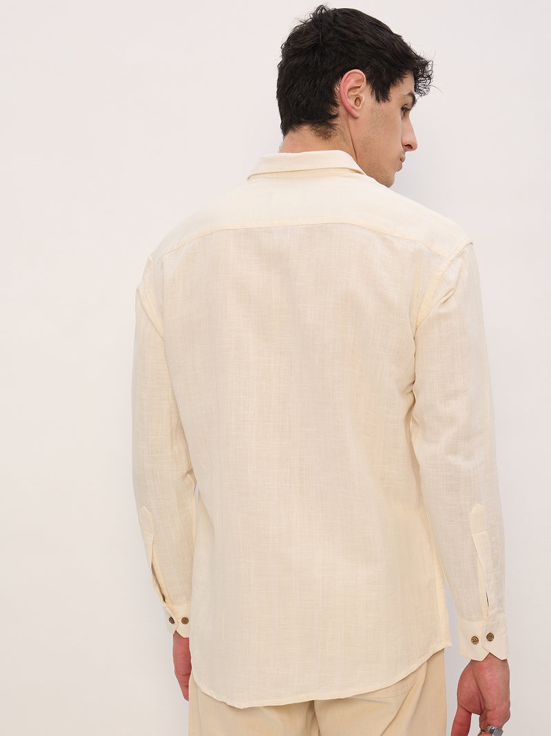 Beige: Self Design Shirt