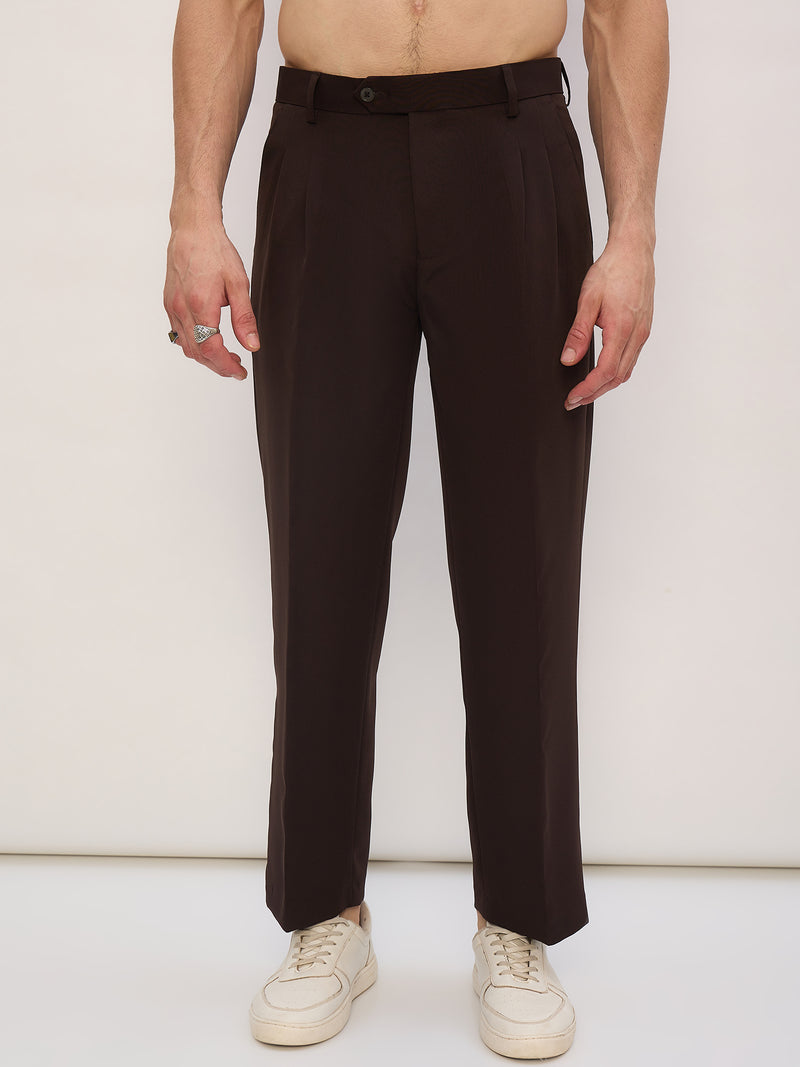 Brown: Korean Double pleated Baggy Fit Trouser