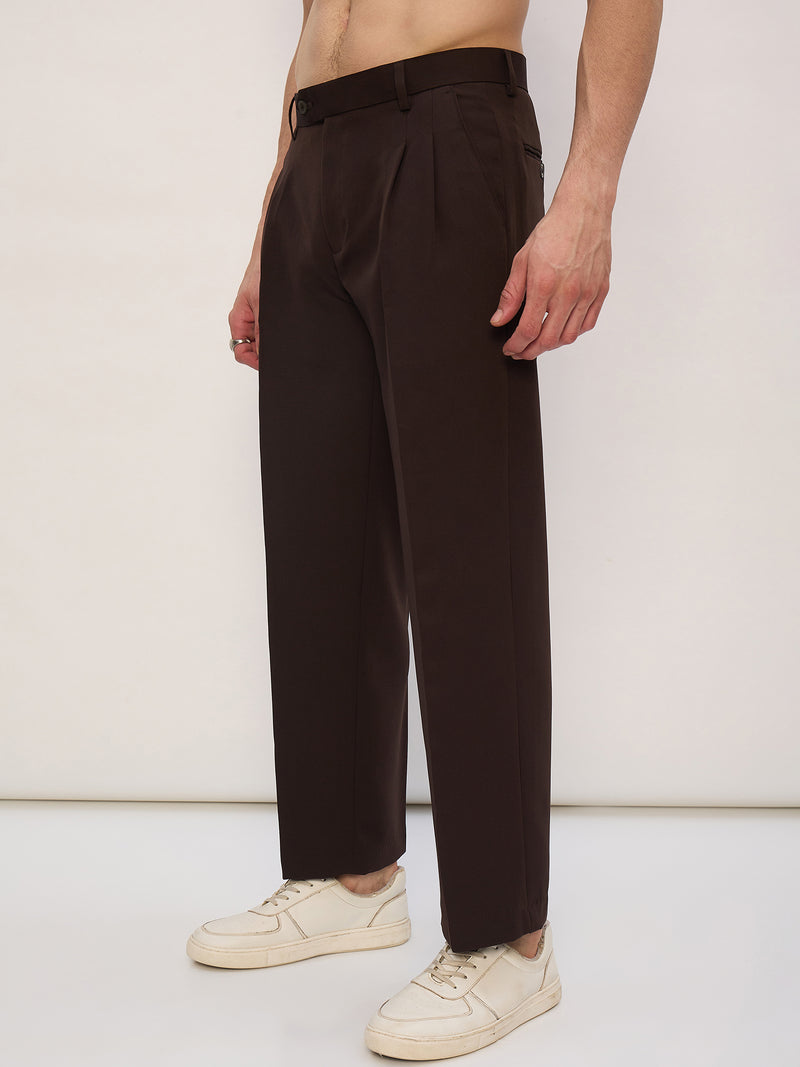 Brown: Korean Double pleated Baggy Fit Trouser