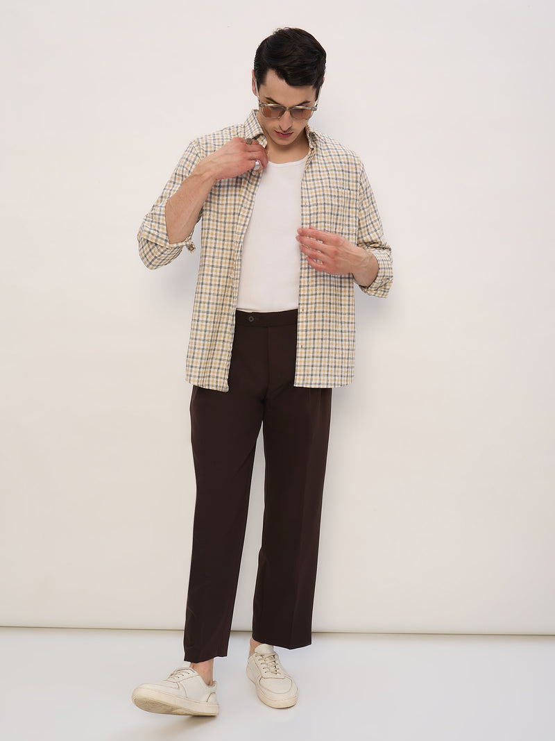 Brown: Korean Double pleated Baggy Fit Trouser
