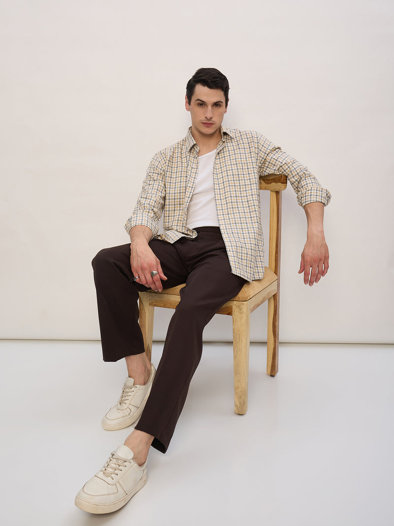 Brown: Korean Double pleated Baggy Fit Trouser