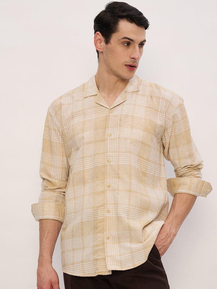 Beige & White: Checkered Shirt