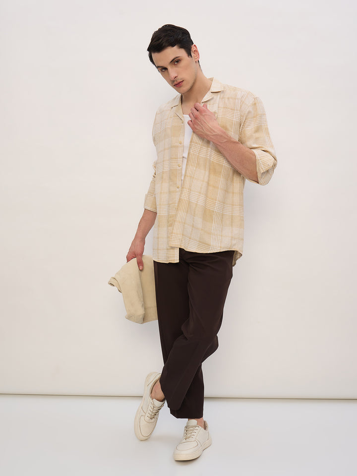 Beige & White: Checkered Shirt
