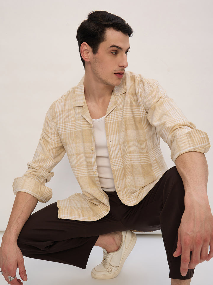 Beige & White: Checkered Shirt