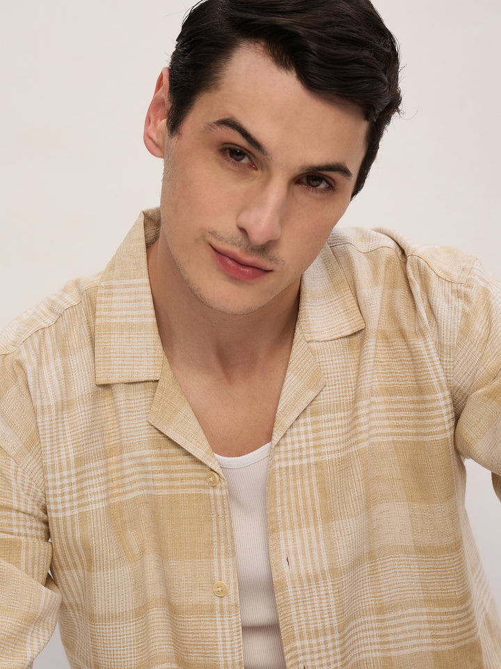 Beige & White: Checkered Shirt