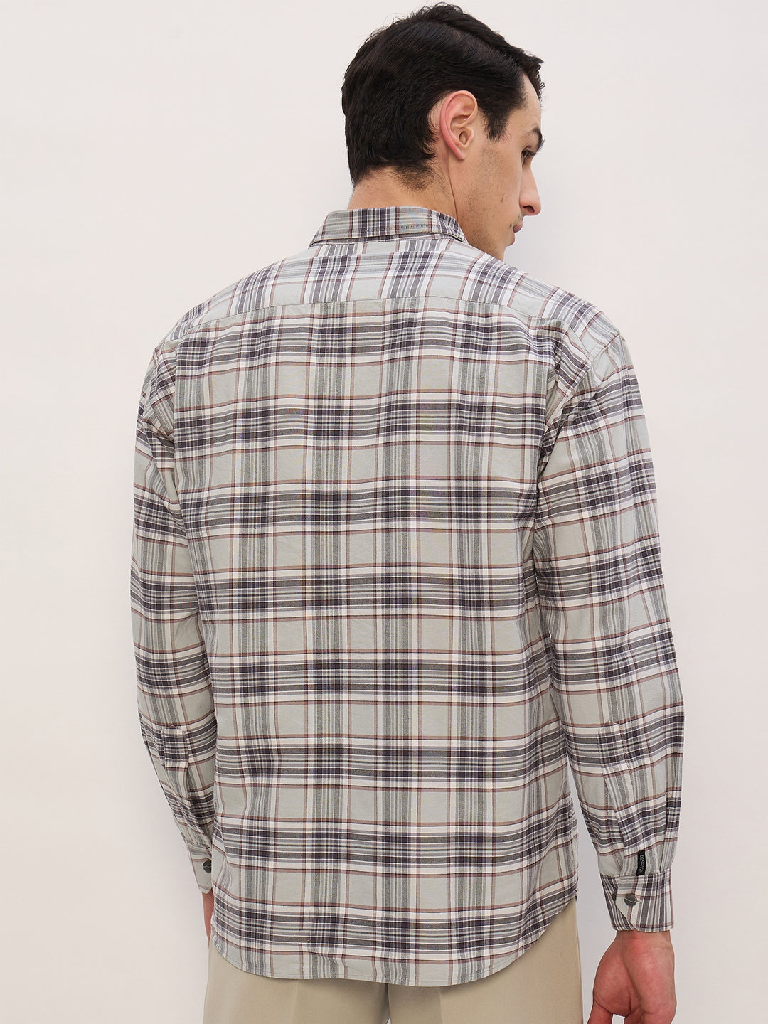 Mint & Grey: Double Pocket Checkered Shirt