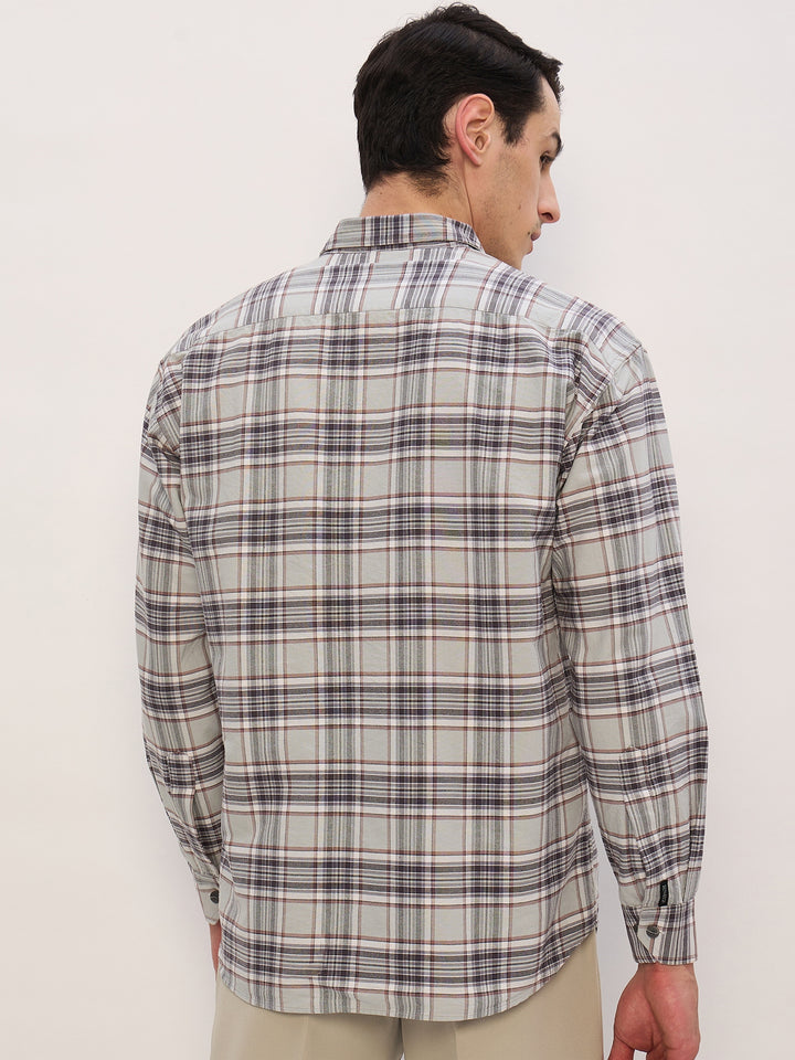 Mint & Grey: Double Pocket Checkered Shirt