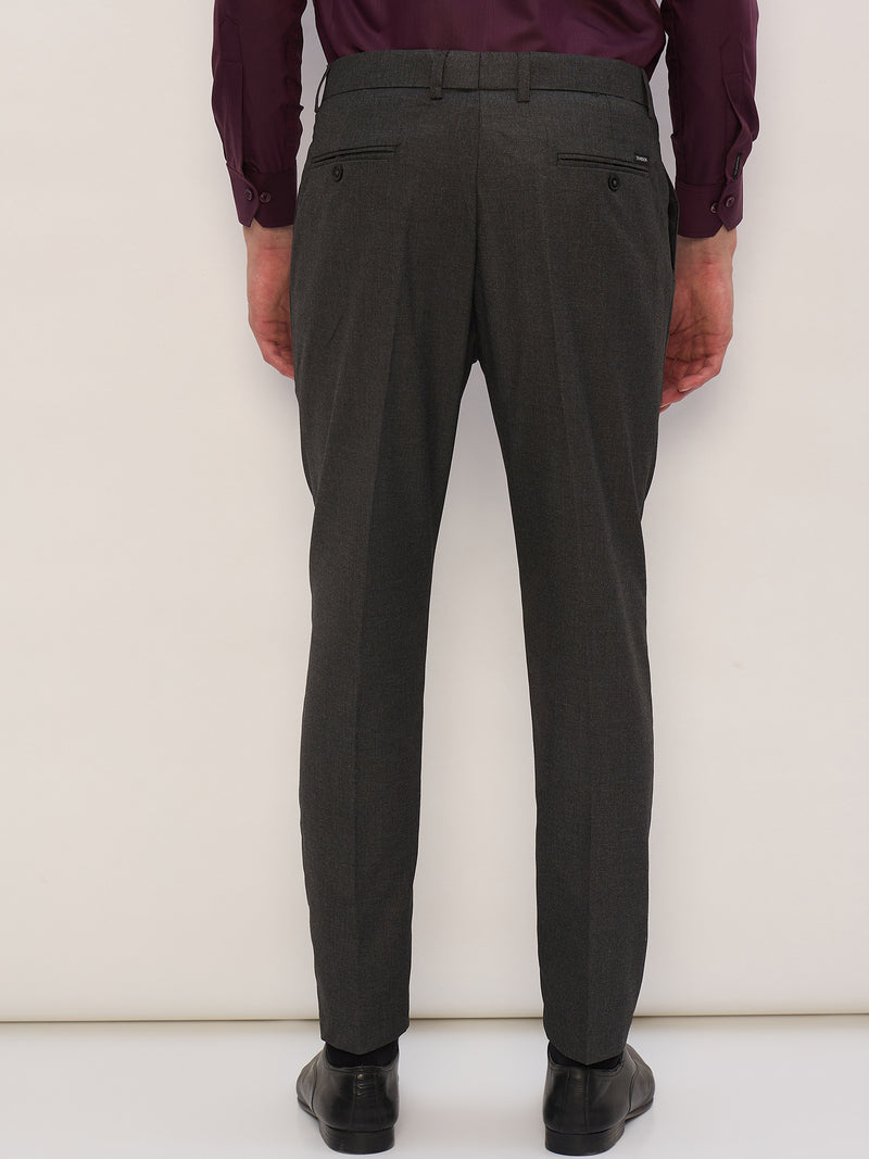 Charcoal Grey: Tapered Fit Pleated Trousers