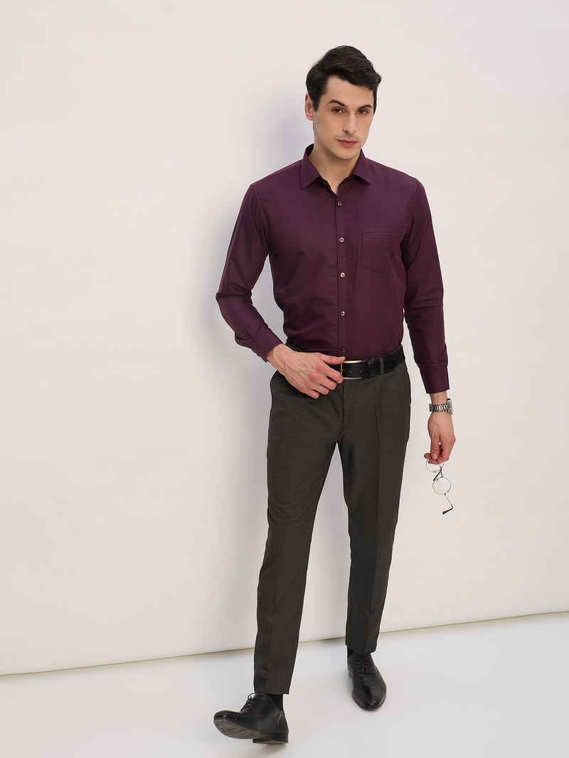 Charcoal Grey: Tapered Fit Pleated Trousers