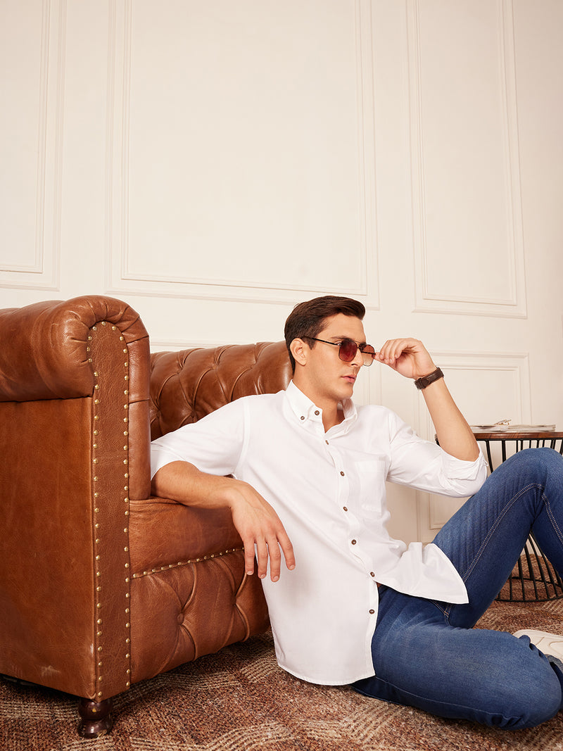 White: Full Sleeves Oxford Sustainable Hemp Shirt