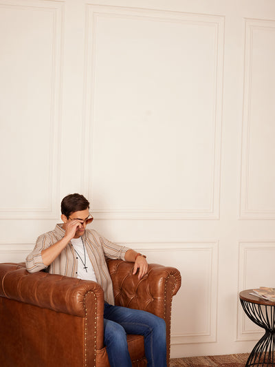 Button-Down Collar Striped Shirt