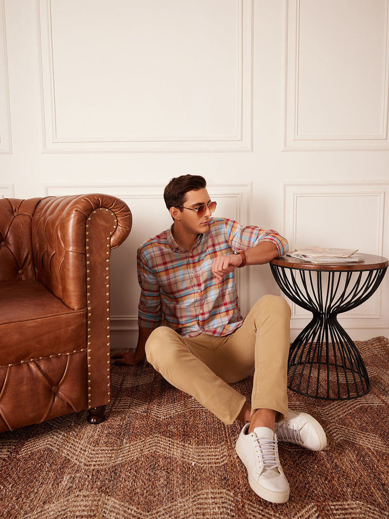 Tartan Checked Button-Down Collar Casual Shirt