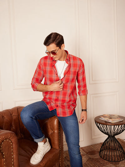 DENNISON Smart Tartan Checked Button-Down Collar Casual Shirt