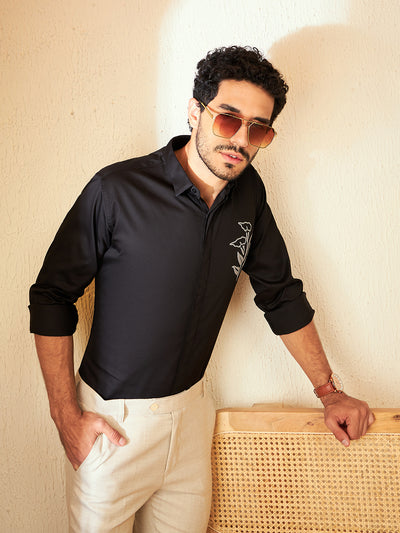 Black: Full Sleeves black Casual Shirt