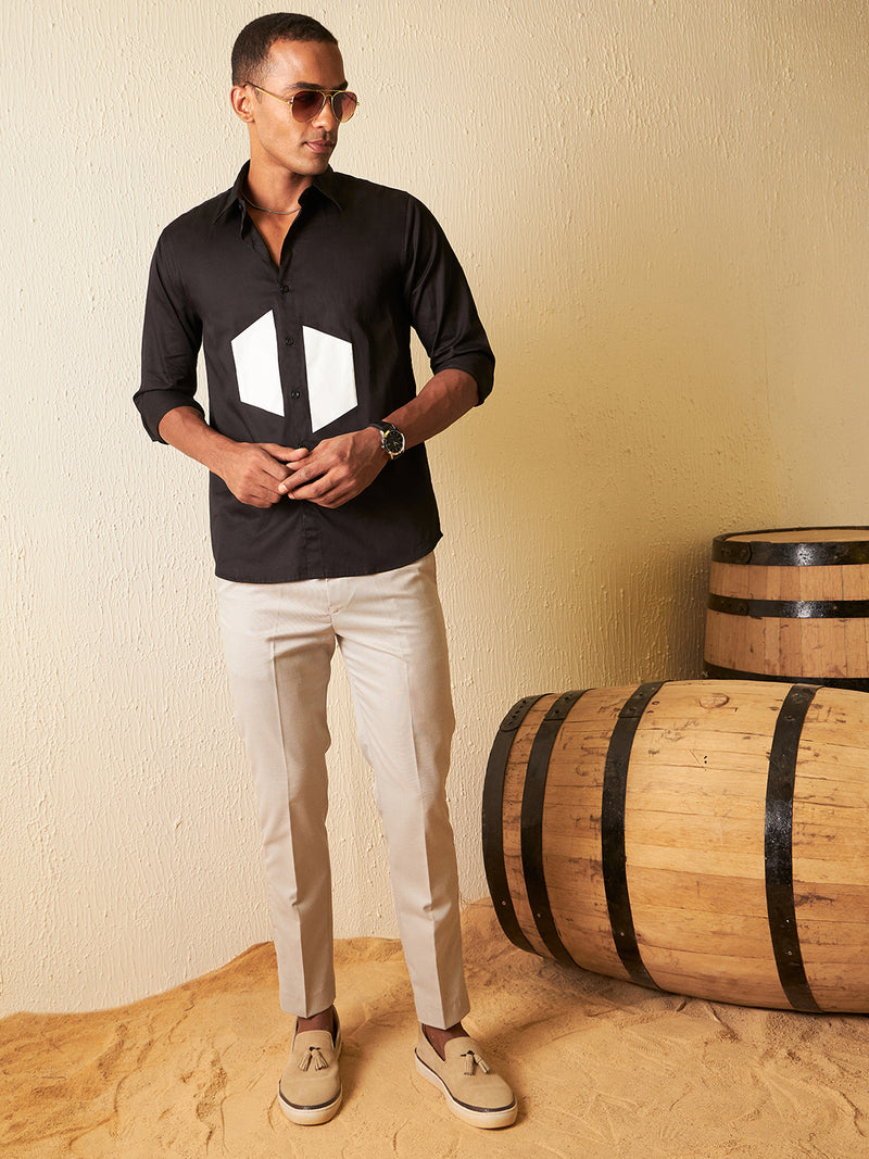 Black: Full Sleeves Smart Slim Fit Casual Shirt