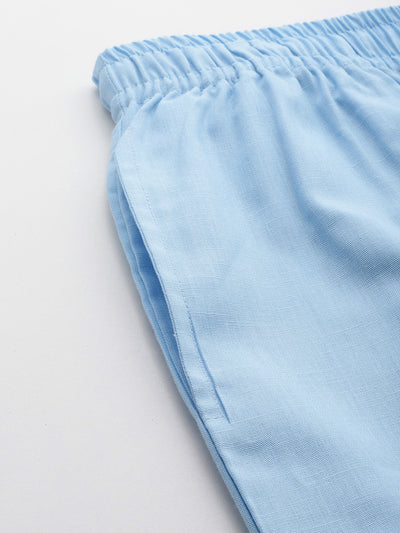 Dennison Solid Cuban Collar Comfort Fit Shirt With Shorts Co-ords